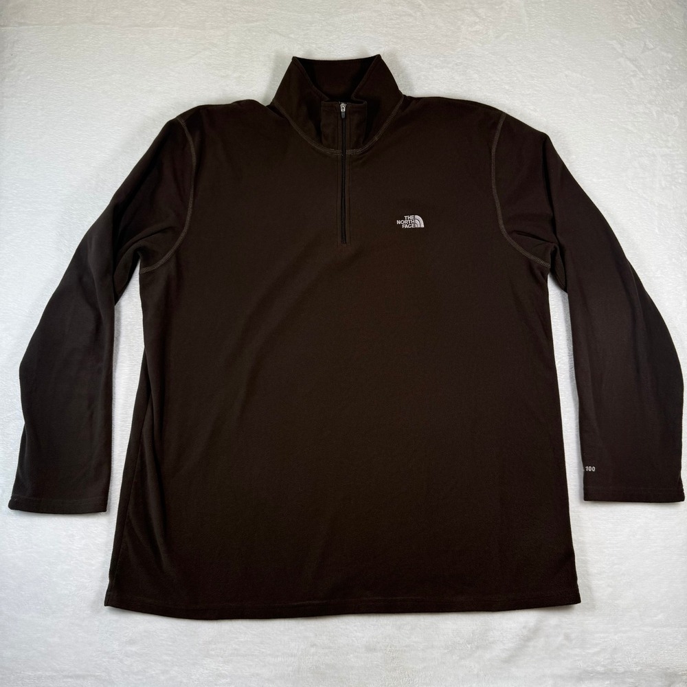 The North Face TKA 100 Quarter Zip Fleece Pullover Brown Mens XXL Mock Neck